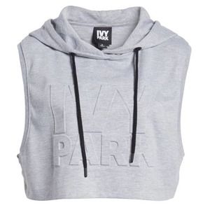 IVY PARK Grey Embossed Logo Crop Hoodie S